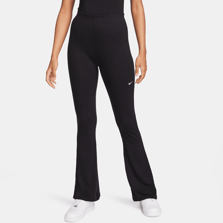 Calça legging flare de cintura média com textura canelada e modelagem mini da Sportswear Chill Knits.