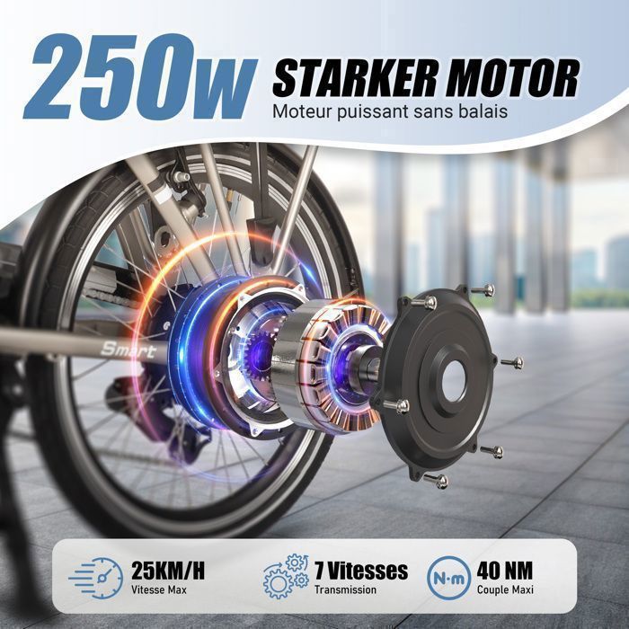 SPATIAL Vélo Électrique Pliable- Batterie Amovible 36V 10.4Ah- Moteur 500W 40Nm-Ville E-Bike-Shimano 7 Vitesses- Autonomie 70km