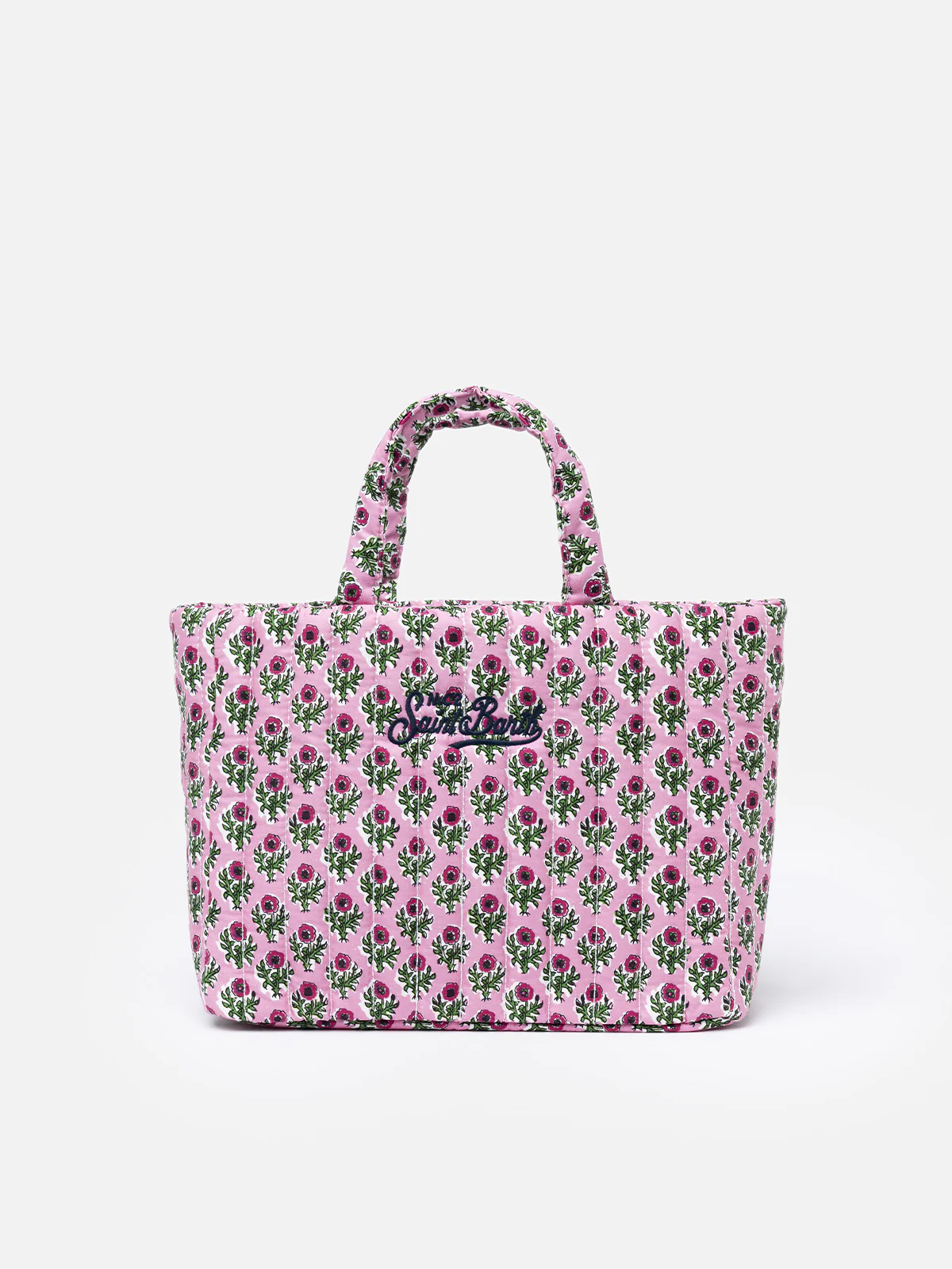 Roze gewatteerde zachte draagtas met bloemenprint
