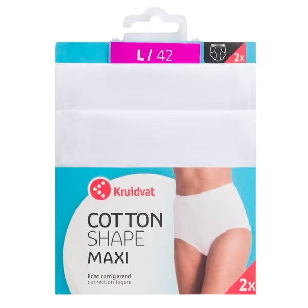 Kruidvat Cotton Shape Maxi sieviešu biksītes<br>baltas, L izmērs, 2 gab.