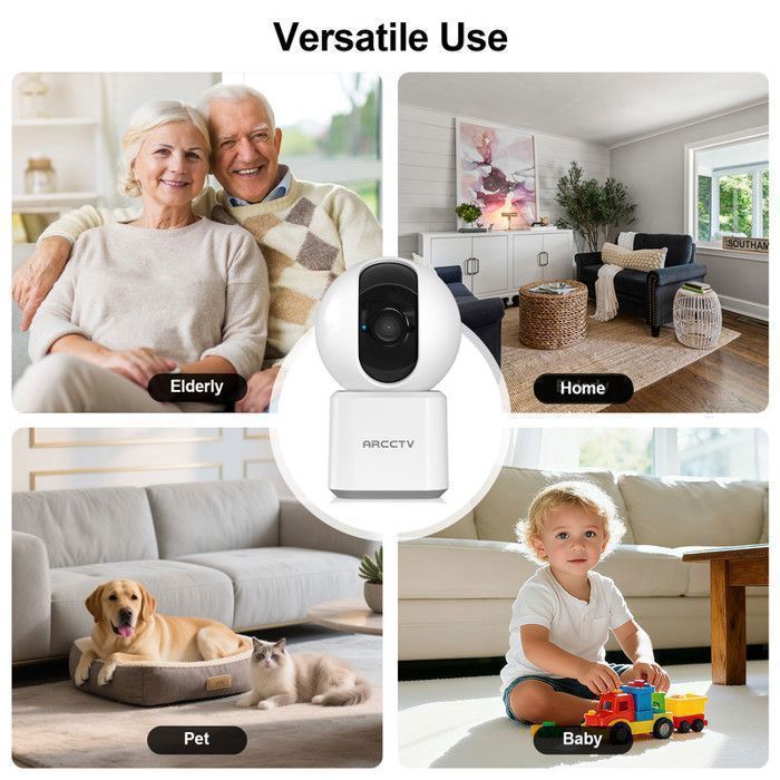 3MP HD 360° Indoor WiFi Surveillance Camera with ARCCTV, Motion Detection, and Automatic Baby or Pet Tracking Y2U3