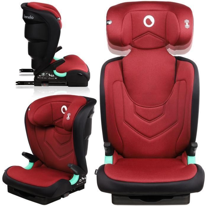 Silla de coche LIONELO Neal i-Size 2/3 - ISOFIX - Asiento ancho - Ventilada - Reclinable - Roja
