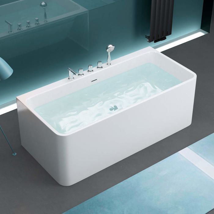 Vasca da bagno rettangolare freestanding in acrilico bianco 180x80x58 cm con troppopieno e rubinetto - Mai & Mai V601MA