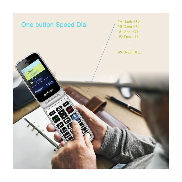 Telefon mobil deblocat artfone G6 4G cu clapă pentru seniori, buton SOS, ecrane duble de 2,4