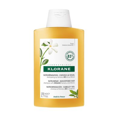 Klorane Tamanu & Monoi Nutri-Repair Sun Shampoo, aurinkosuojashampoo auringolle altistuneille hiuksille, 200 ml