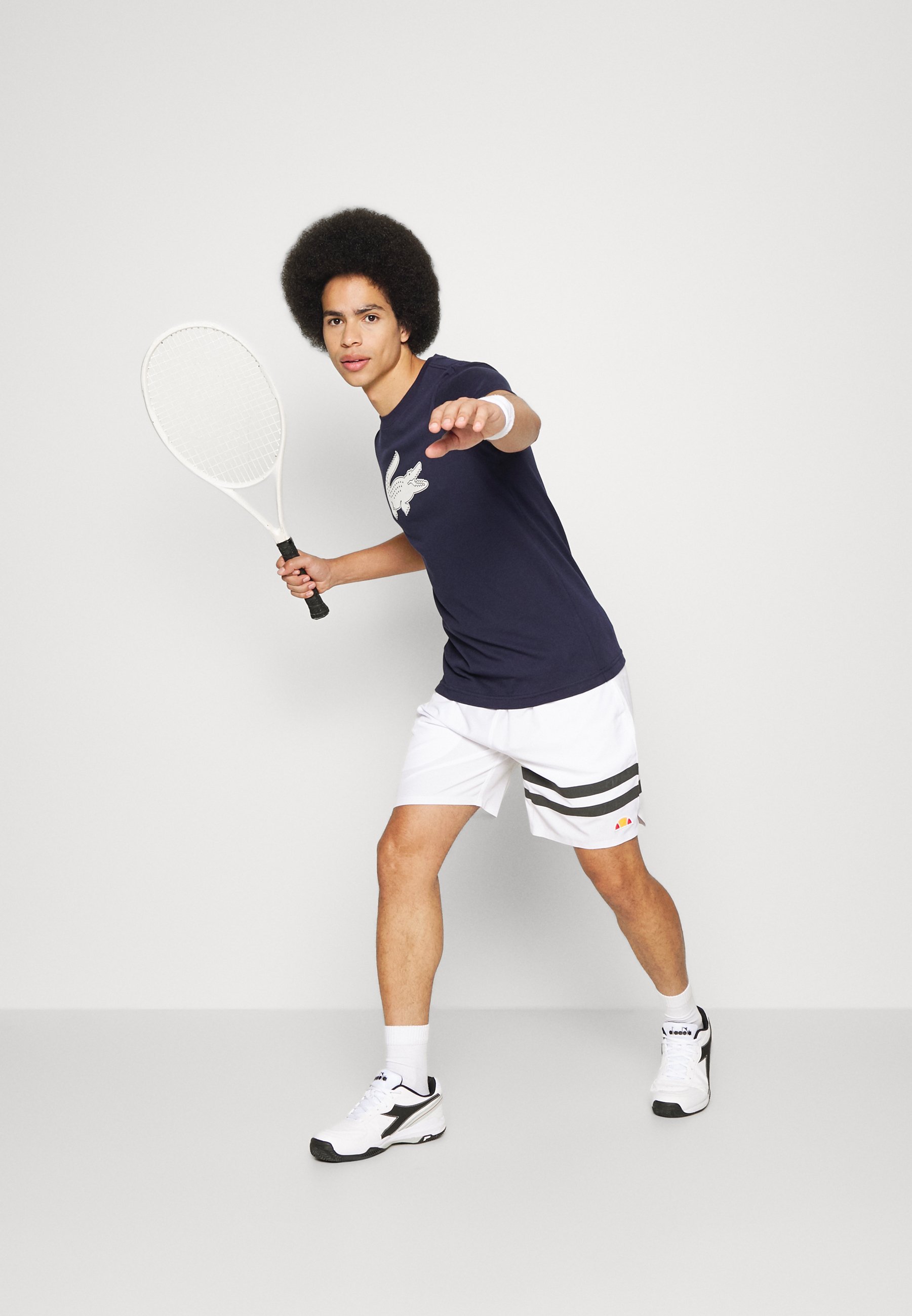 Lacoste Sport BIG LOGO - Sporta T-krekls - tumši zils/balts