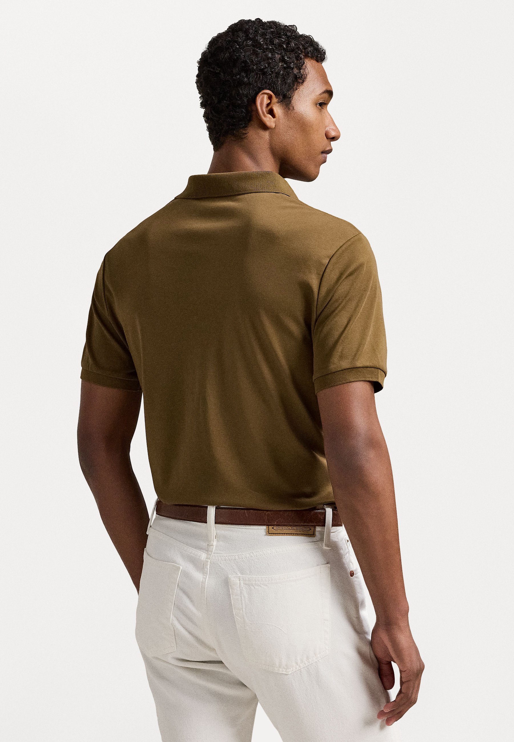 Polo Ralph Lauren CUSTOM SLIM FIT EN COTON DOUX - Polo - marron naturel