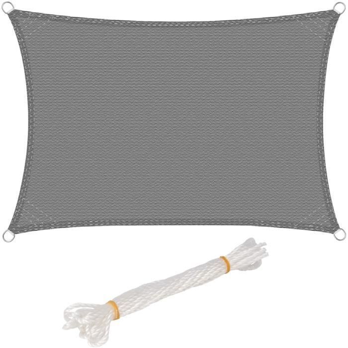 WOLTU Voiles d'ombrage,rectangulaire 2.5x3.5m,Respirante en HDPE,Protection Solaire,Anti 85% UV,pour Jardin terrasse Camping,Gris