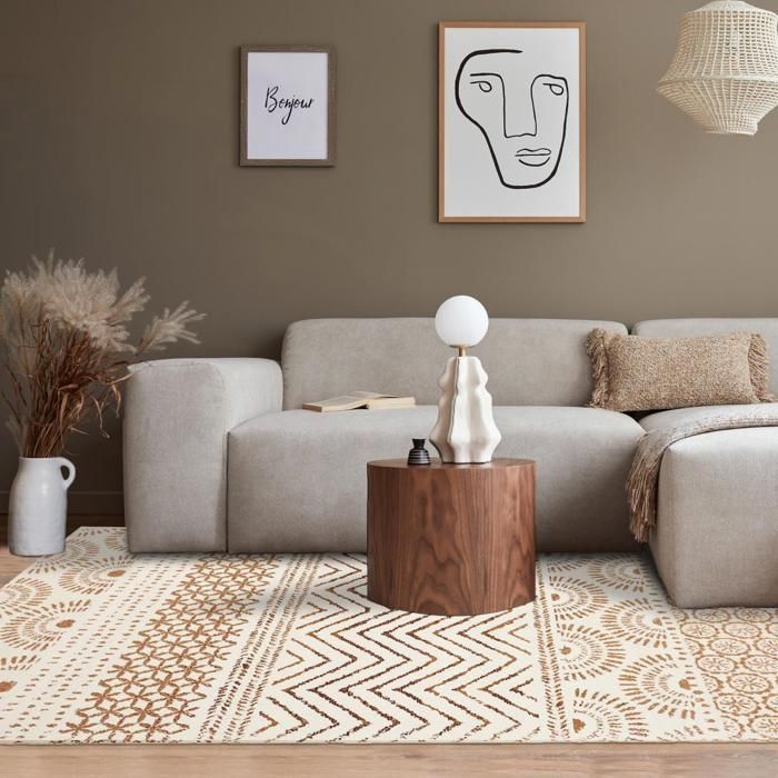 Tapete berbere 160x230 com padrão étnico tecido LYN1 ORIENVAG creme