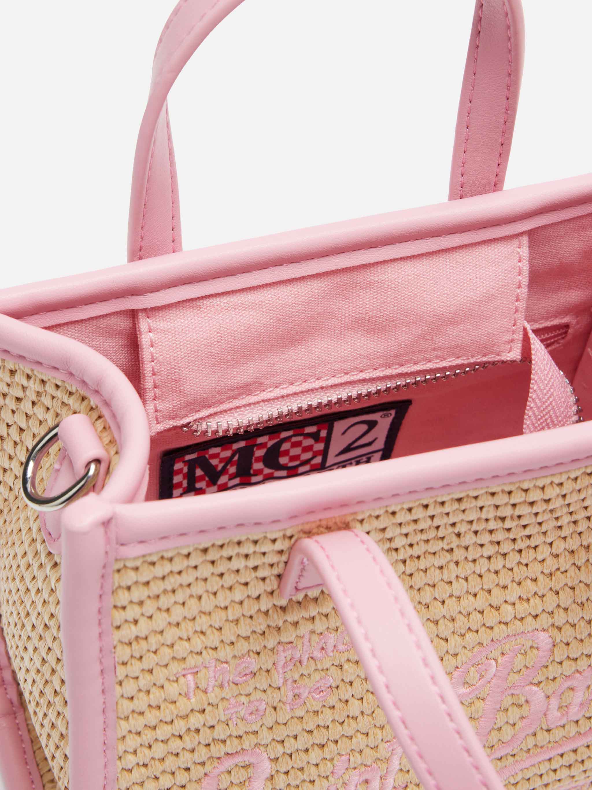 Vivian Mini beige handtas met stro-effect