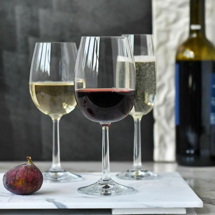 Krosno Petite Verre à Vin Rouge en Cristal - Lot de 6 Verres - 390 ml - Collection Pure - Lavable au Lave-Vaisselle