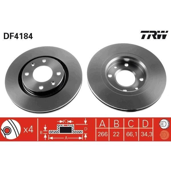 TRW Set van 2 remschijven DF4184