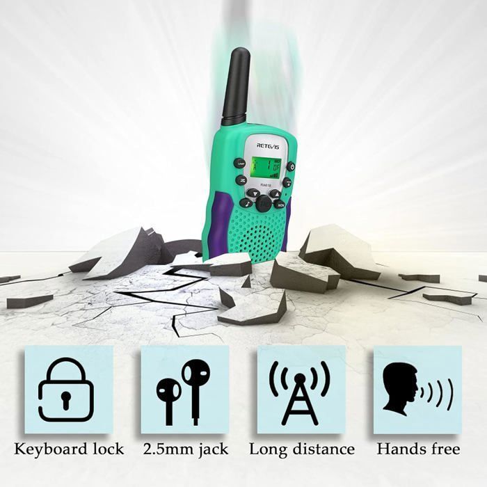 Retevis RA618 Talkie Walkie Enfants, Cadeaux Jouets pour 3-12 Ans, 8 Canaux VOX Lampe de Poche, Cadeaux de Pâques pour