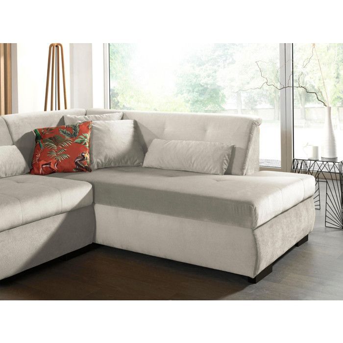 Vermont - Sofá panorámico de esquina derecha - 7 plazas - XXL - en terciopelo - Beige
