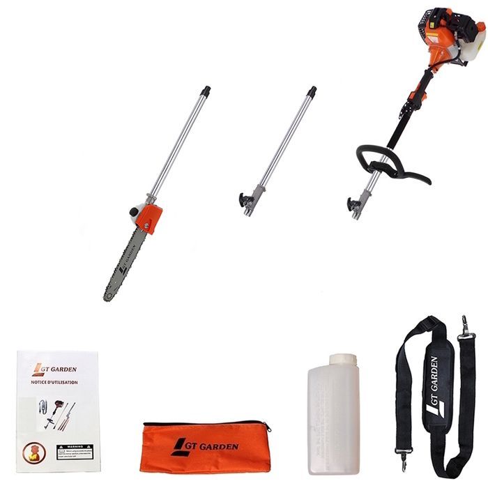 GT GARDEN - Élagueuse thermique sur perche, 52 cm3, 3 CV, longueur 3.15 mètres