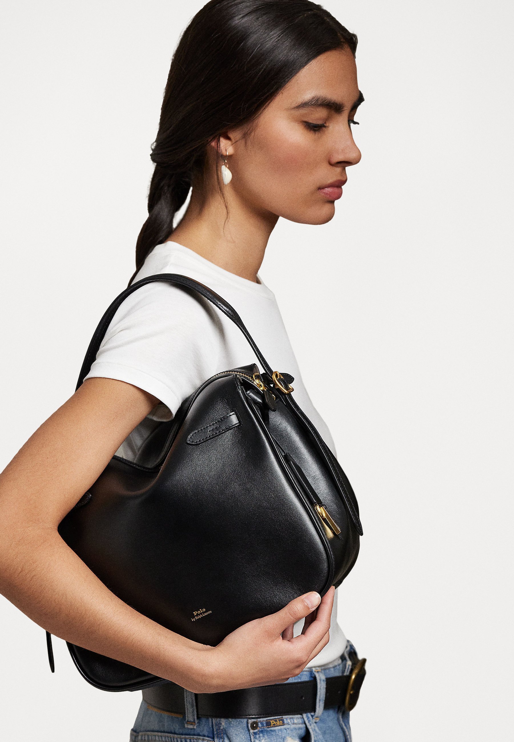 Borsa a mano Polo Ralph Lauren Polo ID in pelle - nera