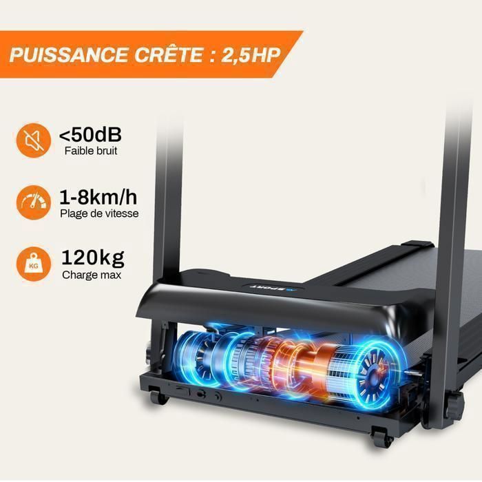 Tapis de course - YEE RUN - YEE RUN - Pliable - Moteur 2,5 CV - Inclinaison 12%