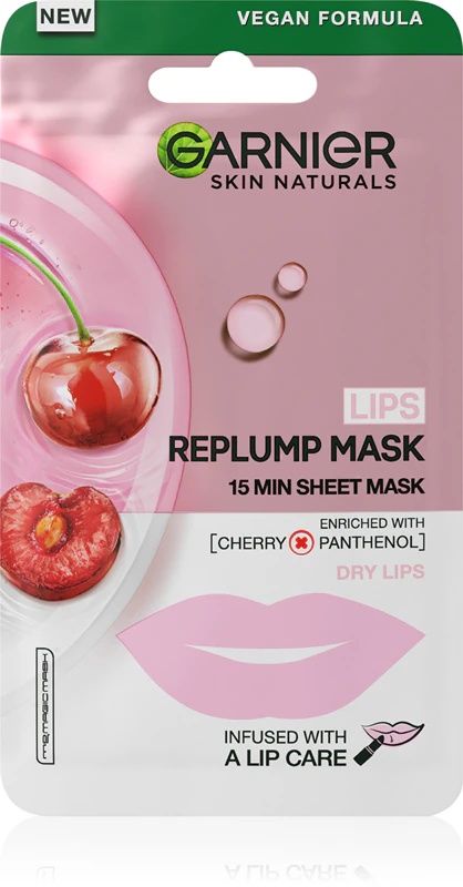 „Garnier Textil Masks Lips Replump Mask“ lūpų putlinimo kaukė