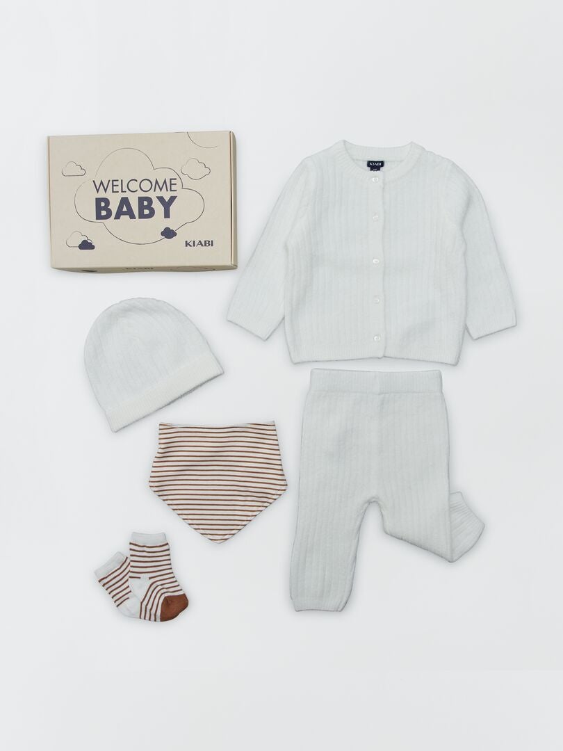 5-delige 'Welkom Baby' geboortedoos - Unisex - Wit