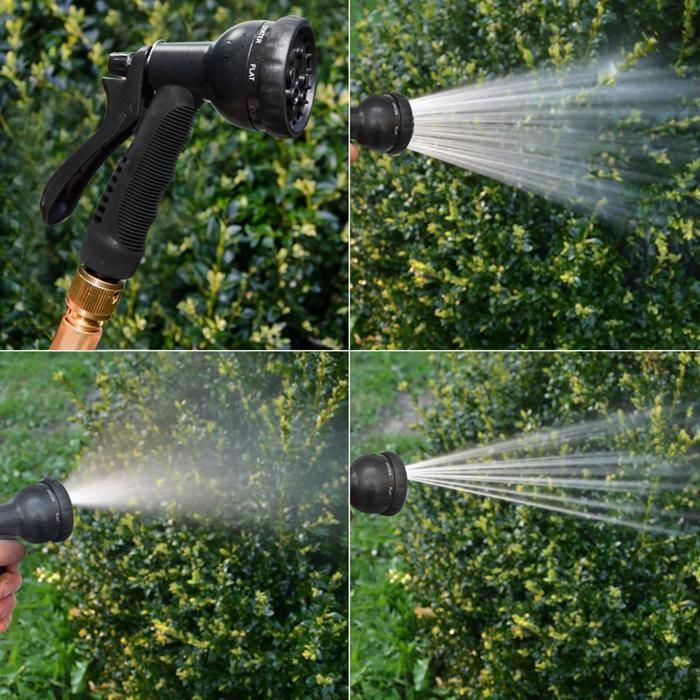 Manguera de jardín extensible Magic Hose de 7,5 m a 22,5 m + pistola pulverizadora - EYEPOWER - Negra
