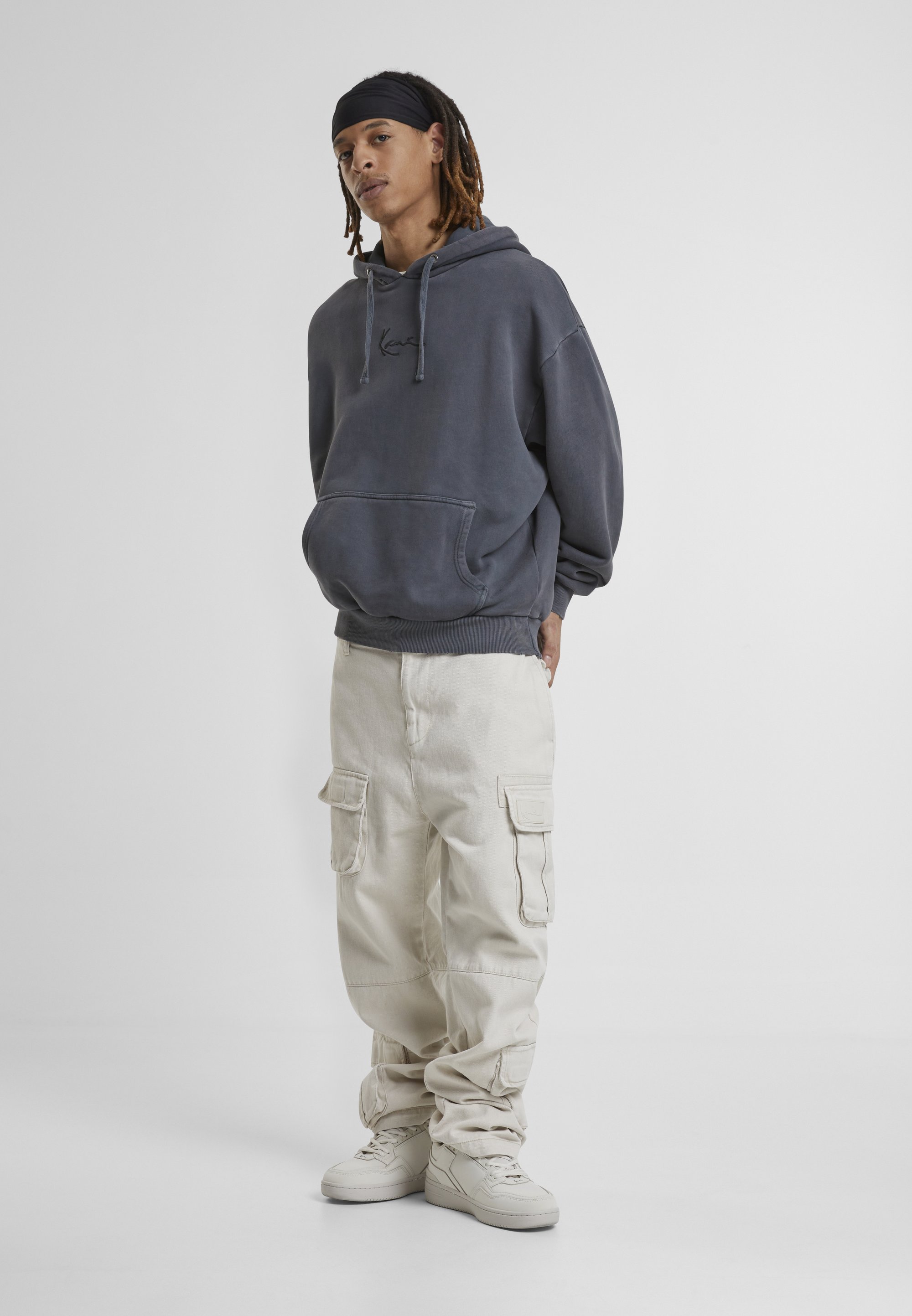 Felpa con cappuccio Karl Kani SMALL SIGNATURE WASHED EAGLE UNISEX - Felpa - nero sbiancato