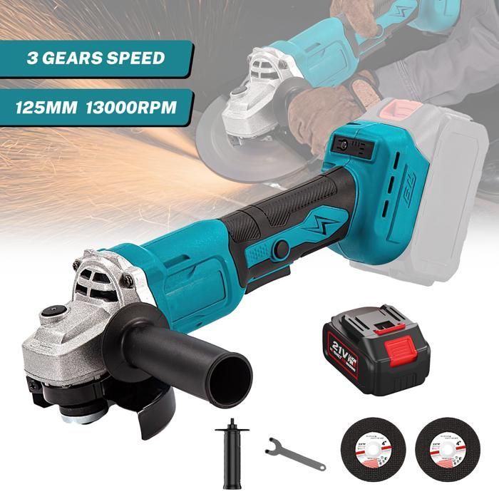 Meuleuse d'angle - Lame de coupe 125 mm - 2 batteries 21 V - 13000r/min - 3 vitesses-Outils coupe et de polissage sans balais 1000W