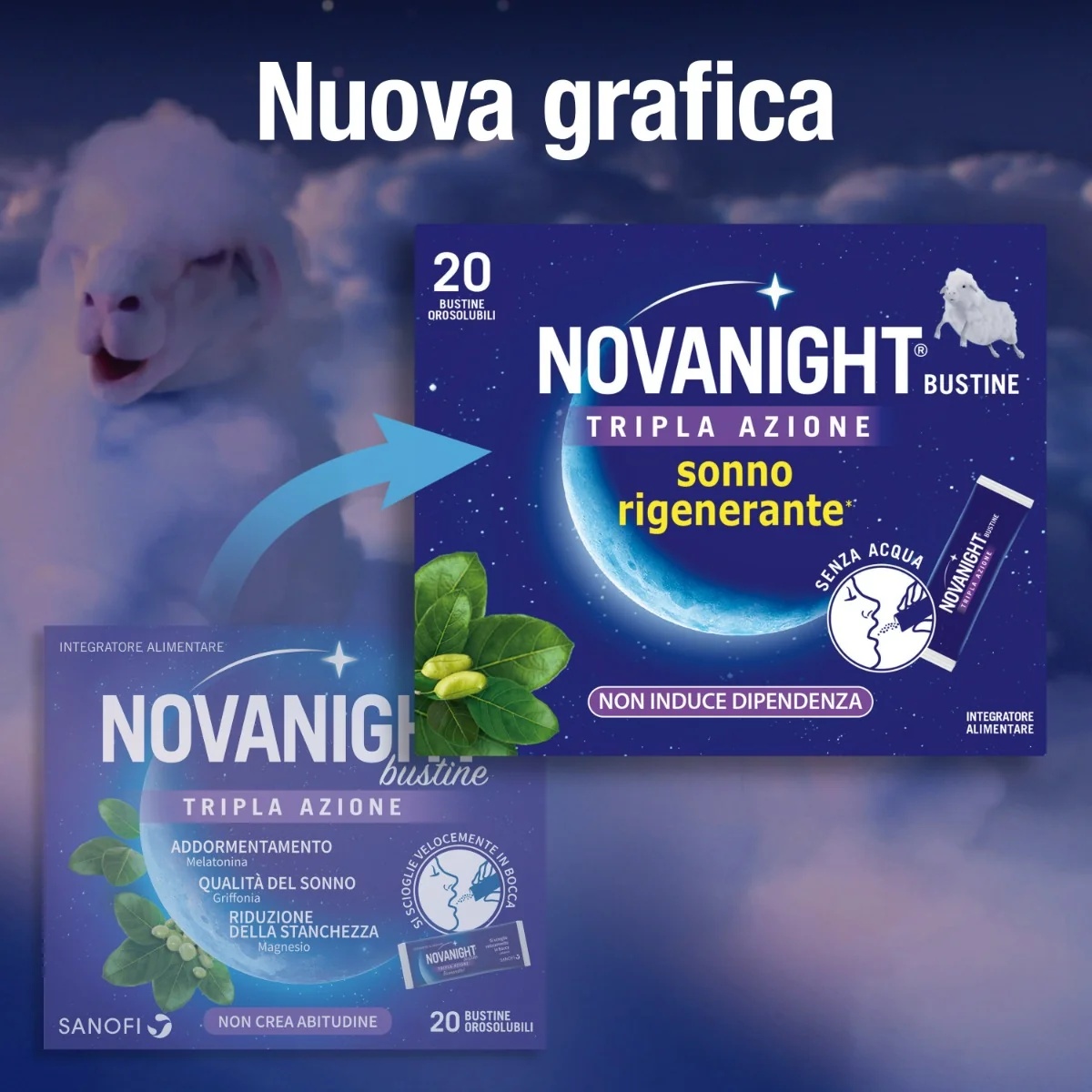 NOVENIGHT Novanight 20 sachês Triplo efeito Suplemento alimentar para dormir
