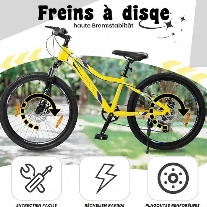 Premium 24-inch bicycle, 6-speed derailleur, unisex mountain bike, brakes and disc brakes, aluminum frame