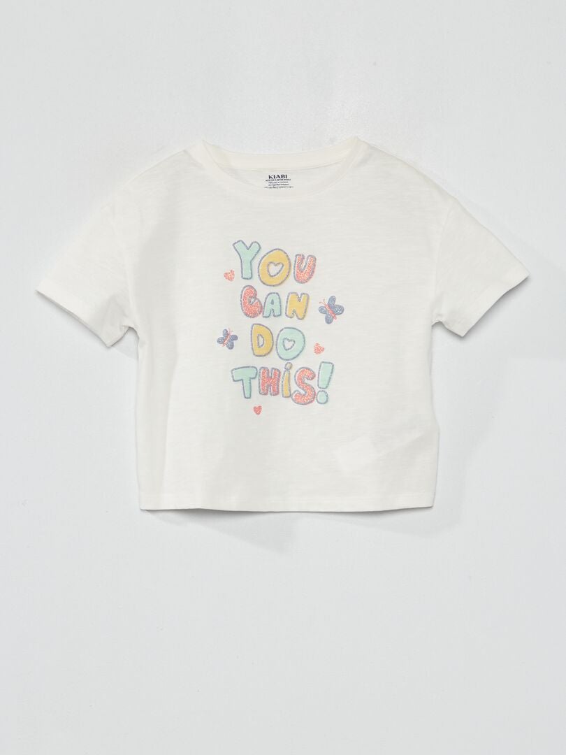 Camiseta estampada de cuello redondo - BLANCA