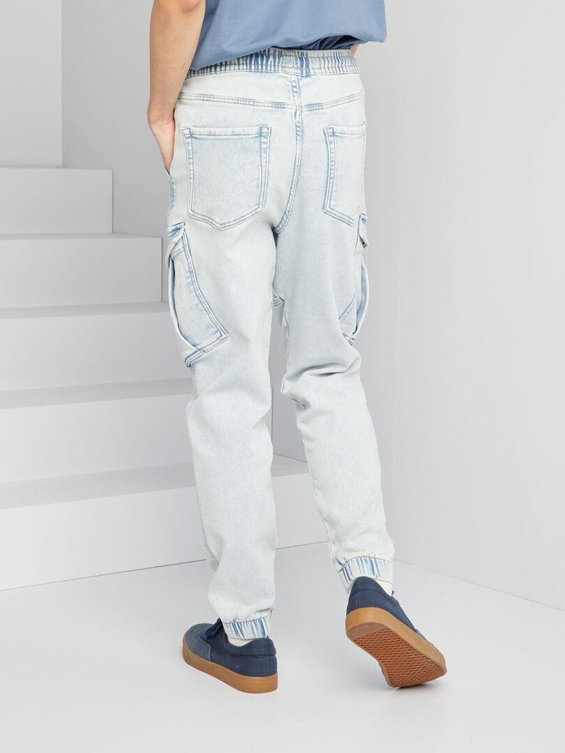 Calças de moletom com efeito jeans - AZUL