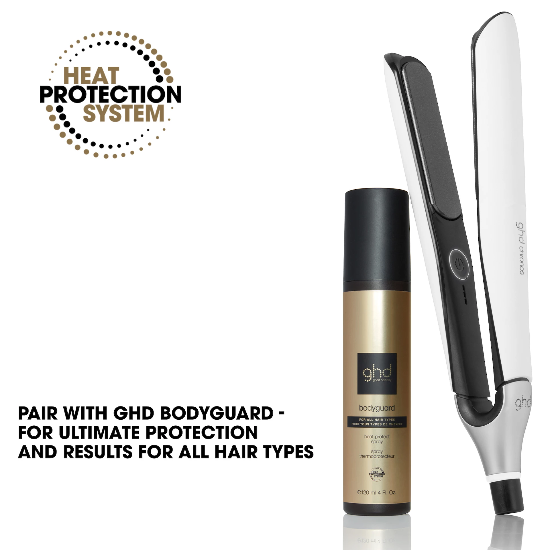 Chronos - Placă de îndreptat părul albă - ghd
