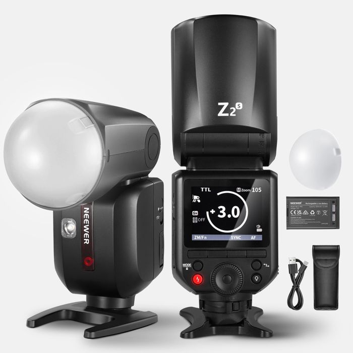 Flash Speedlite sem fio - RNCYN - Cabeça redonda - 2.4G - 76x76x206mm - Controle remoto sem fio