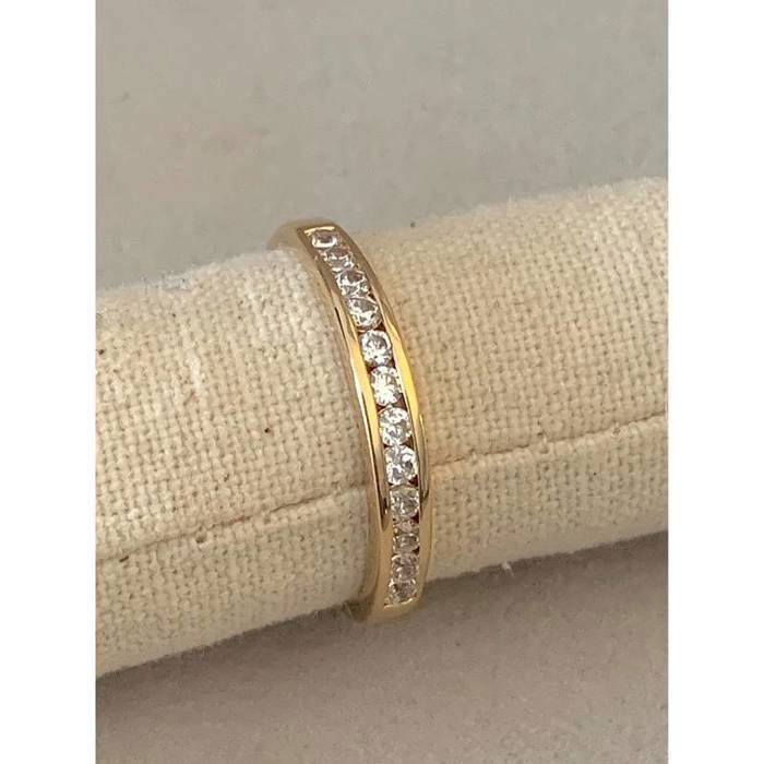 Wedding band set with zirconium crystals, 18k gold plated, sizes 50 to 60 - Bijouxia - Jewelry - Unisex