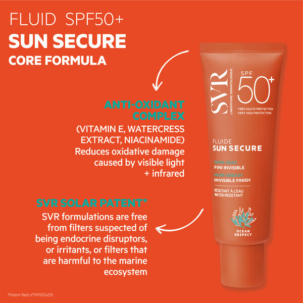 SVR SUN SECURE SPF50+ Fluido Hidratante con Protector Solar Facial 50 ml