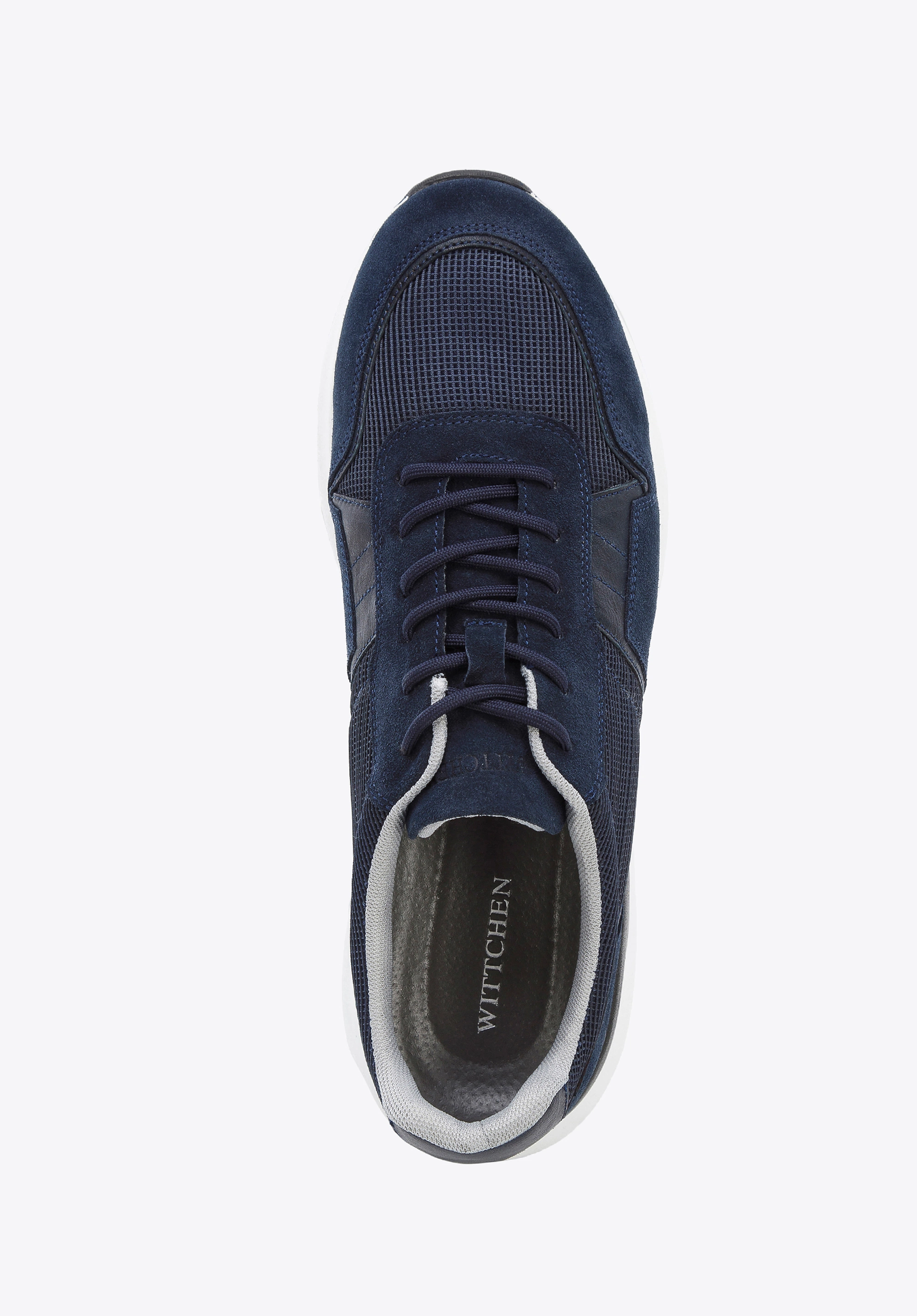 Męskie sneakersy zamszowe z elastycznymi wstawkami granatowe