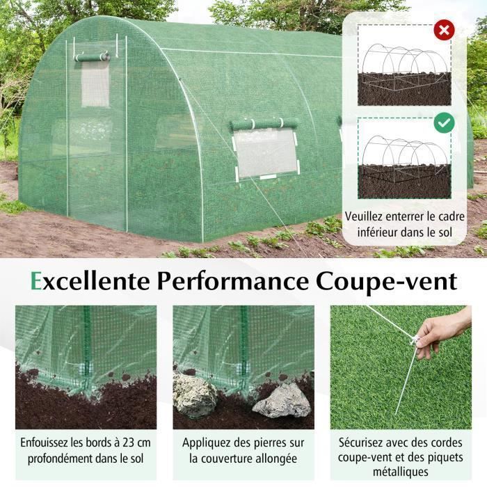 COSTWAY 12m² Tunnel Greenhouse (3 x 4 x 2 m) in PE with a sturdy galvanized steel frame, double-sided zip closure, UV-resistant, and waterproof.