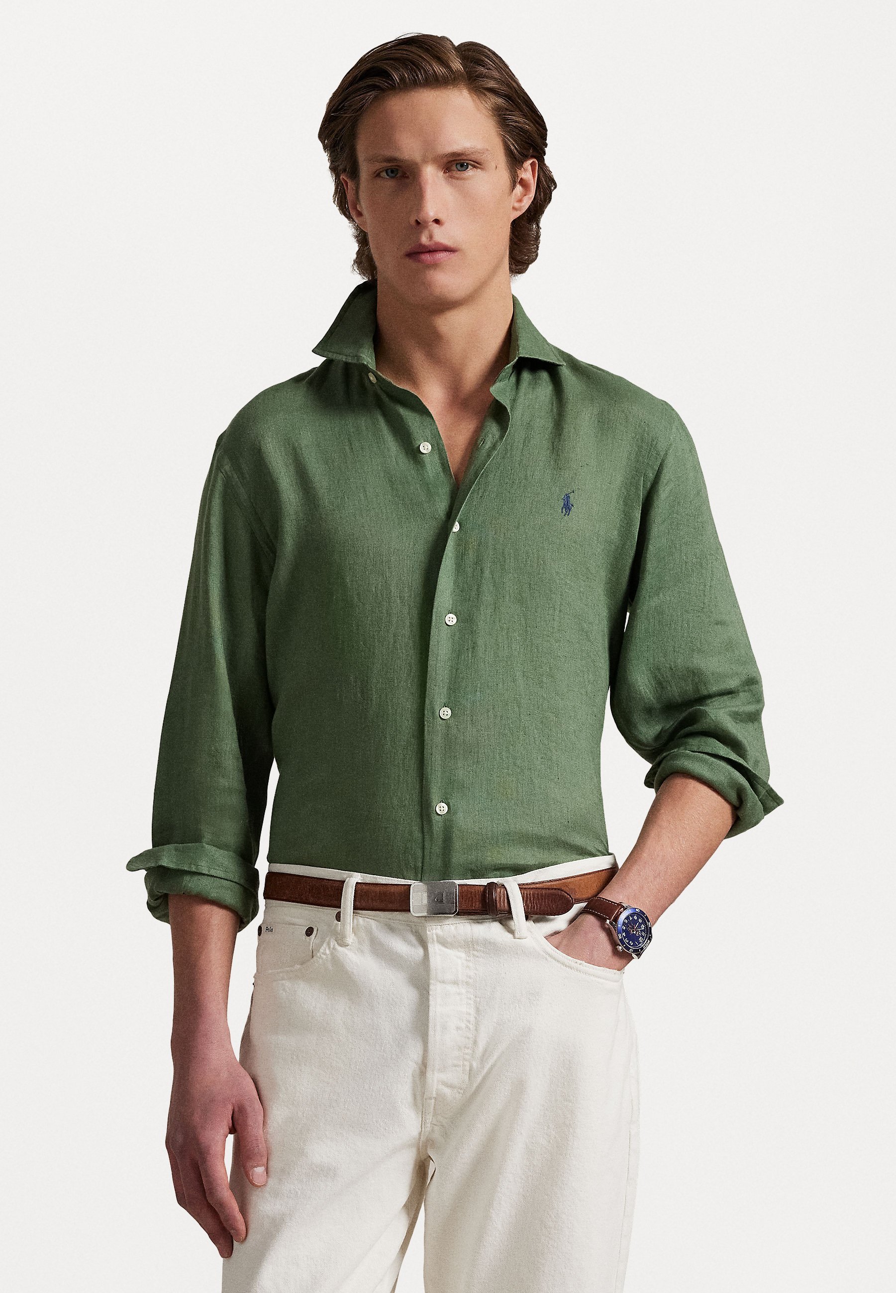 SLIM FIT LINEN SHIRT - Skjorte - dark navyPolo Ralph Lauren