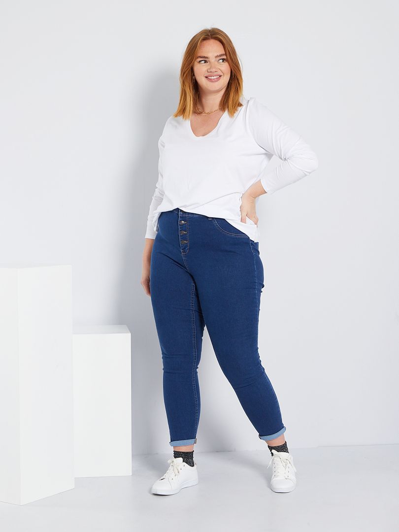Milieuvriendelijke skinny jeans met hoge taille - BLAUW