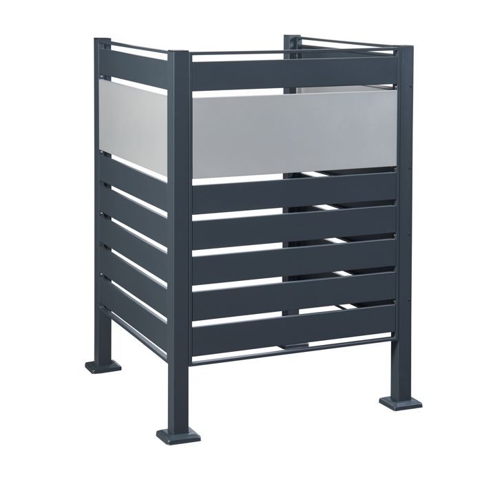 Cache-poubelle Uusikaupunki acier galvanisé 120 x 91 x 91 cm anthracite argent