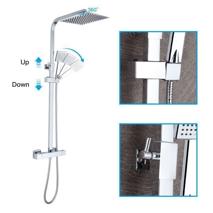 Colonne de douche thermostatique - STANEW - STANEW - Laiton - Finition cuivrée - Mitigeur réglable en hauteur