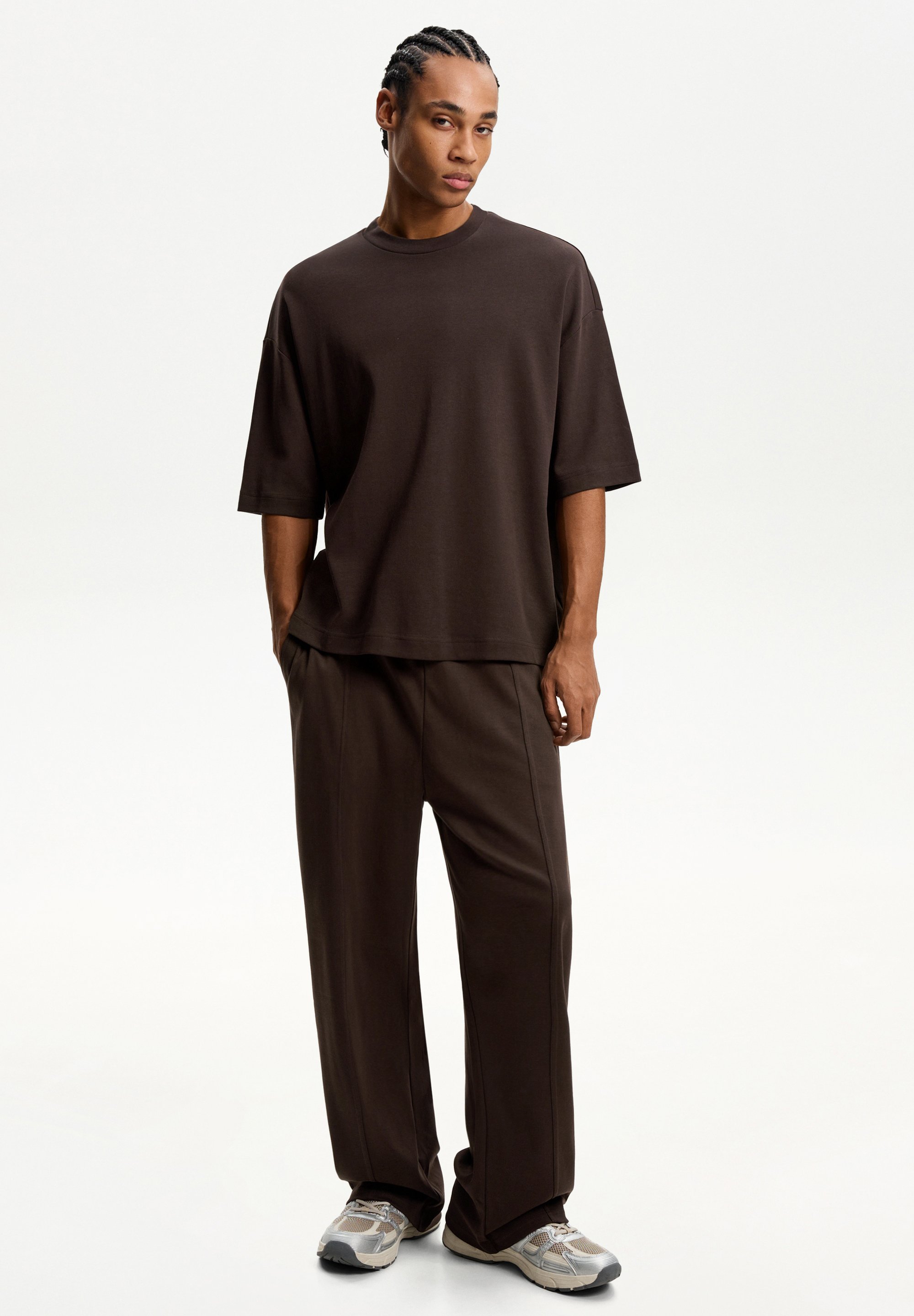 Bershka WIDE-LEG - Trainingsbroek - donkergroen
