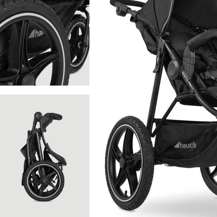 HAUCK - Poussette tout terrain - RUNNER 2 - 3 roues - Pliage à 1 main - Noir