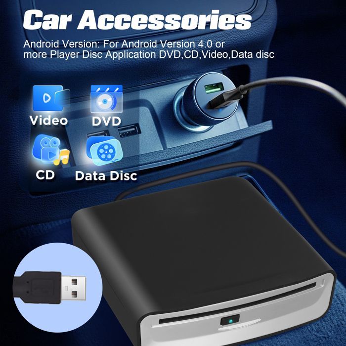 Lettore CD/DVD Bluetooth per auto, box USB originale, dispositivo di navigazione universale per auto/TV