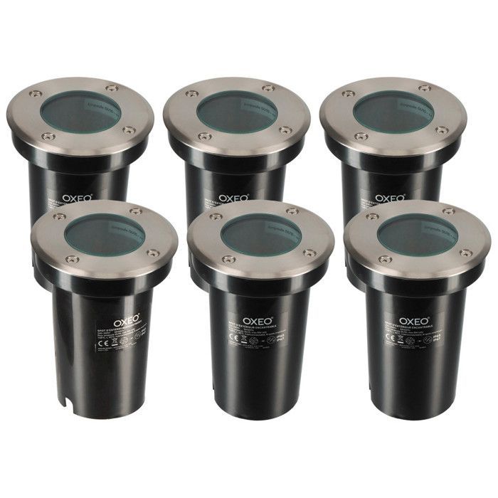6 Inbouwspots - Buiten - Roestvrijstalen afdekking - Voor GU10 LED-lampen - IP67 Waterdicht - Terrasspots - Tuinverlichting