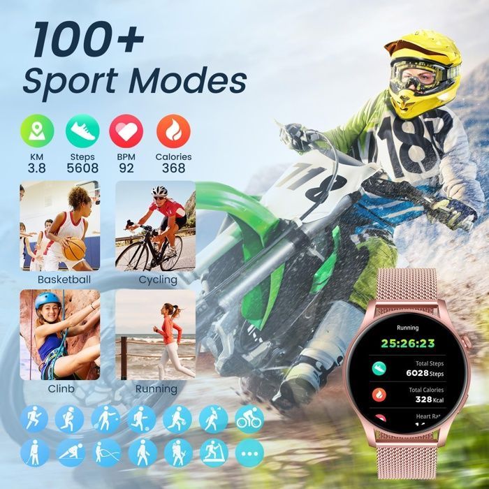 Smartwatch feminino, tela AMOLED de 1,43