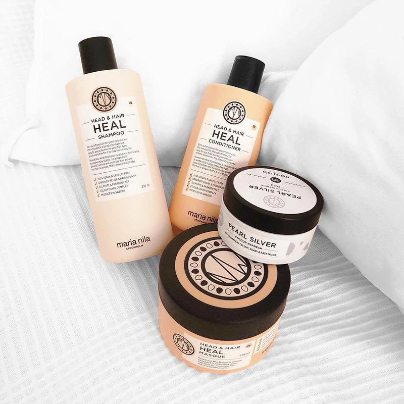 Shampoo Maria Nila Head & Hair Heal, anticaspa e antiqueda de cabelo.