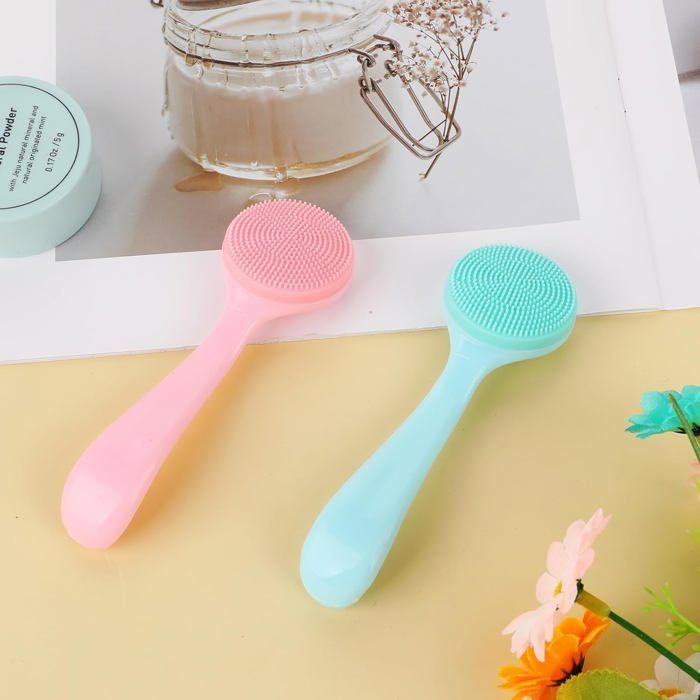 Set van 2 siliconen gezichtsreinigingsborstels, handmatige exfoliërende borstel met handvat, poriënreiniger