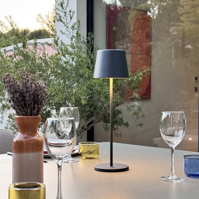 Lampe de table sans fil - LUMISKY - KELLY ROCK - Aluminium gris - LED blanc dimmable - Rechargeable - H38 cm