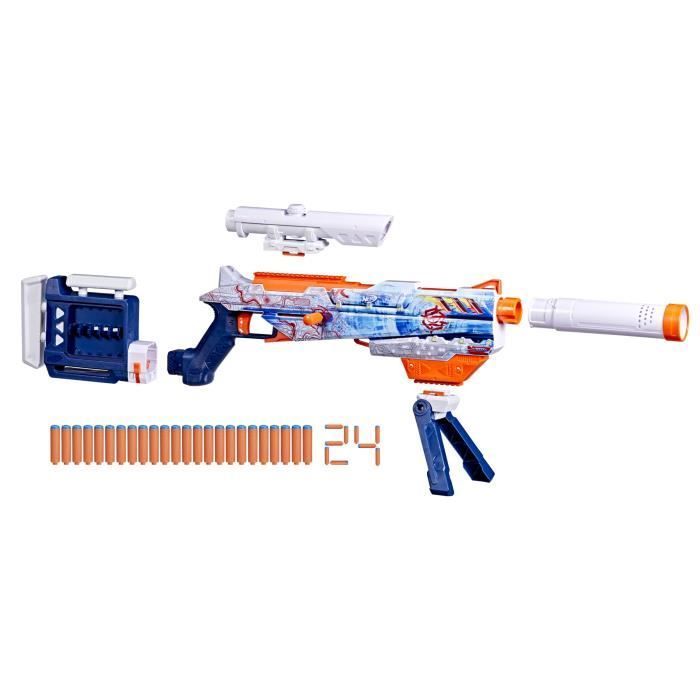 Set Nerf Loadout Arctic Zerostriker con blaster, 4 accessori intercambiabili, 24 dardi Nerf N1 e caricatore interno da 6 dardi.
