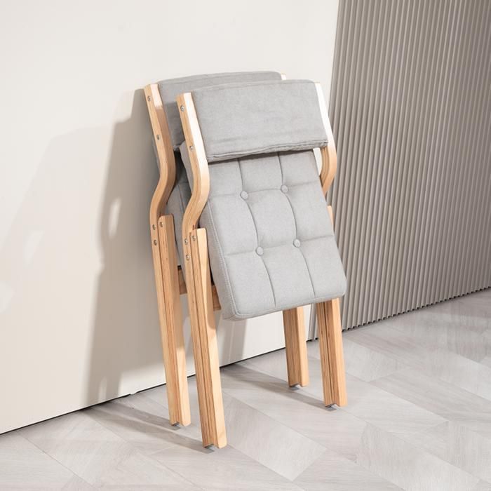 Set of 2 BELLEMAVE Folding Wooden Chairs - Upholstered Dining Chairs - No Assembly Required - For Home, Office, Parties - Grey